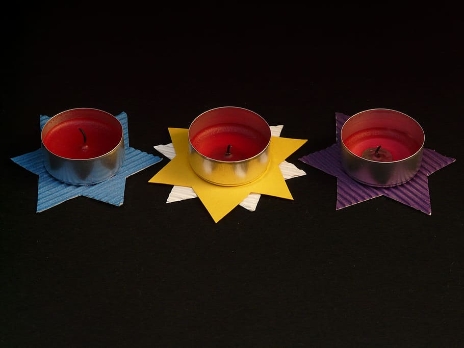 tea lights, tinker, star, decoration, candle, candlestick, homemade, do it yourself, handicraft, colorful