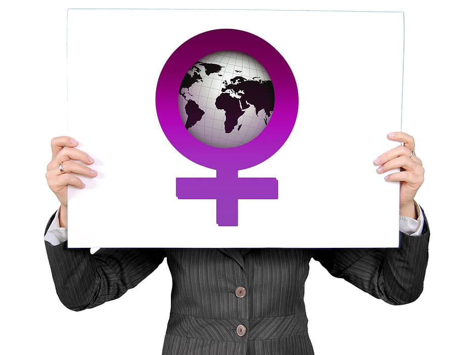 person, wearing, gray, blazer, holding, globe board, women's power, specialist, businesswoman, woman
