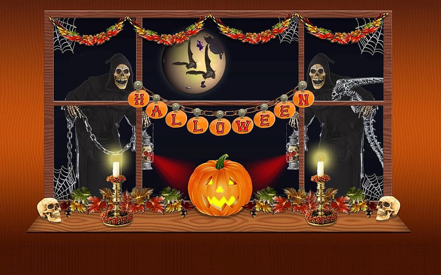 orange pumpkin decor, halloween, pumpkin, moonlight, creepy, ghosts, candlelight, scary, glowing pumpkin, weird