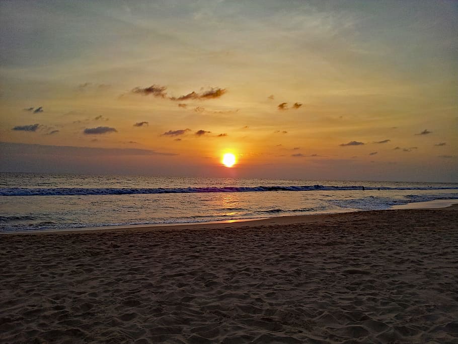 Hikkaduwa, Sri Lanka, Sunset, Beach, sand, crystal clear, water, holiday, coast, sea