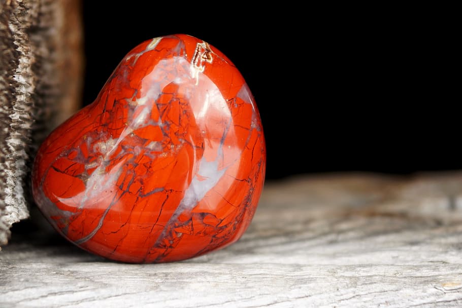 red, ceramic, heart ornament, background, wood, woods, nature, old, form, love
