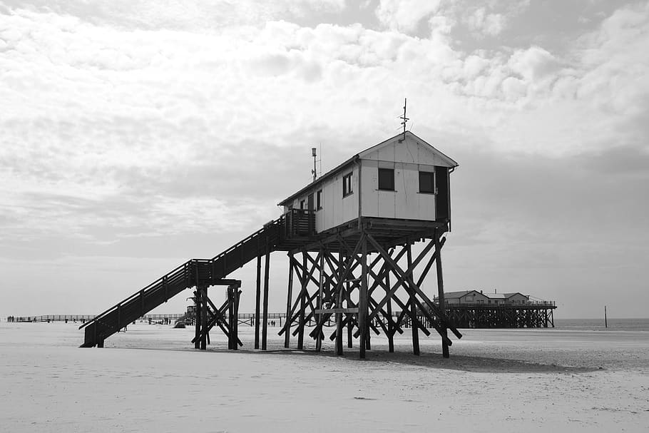 Sankt Peter Ording Beach Stilt Houses North Sea Coast Sand