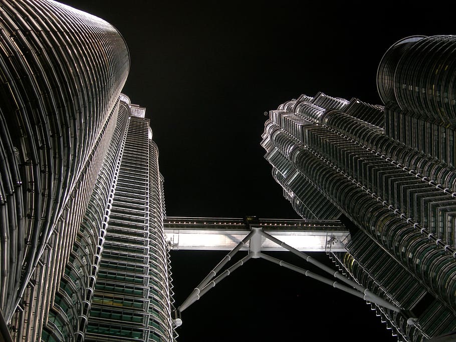 ペトロナスタワー, クアラルンプール, マレーシア, アジア, klcc, 建築, 構築された構造, 都市, 建物の外観, 夜