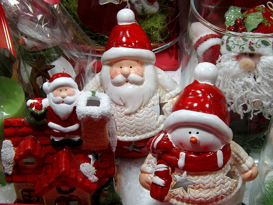 santa claus, santa, snowman, decoration, toy, christmas, celebration, winter, human representation, representation