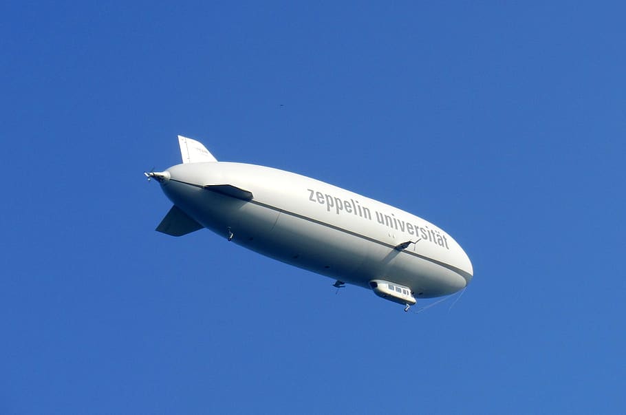 zeppelin, airship, hot air balloon ride, hot air balloon, aircraft, transportation, blue, sky, flying, air vehicle