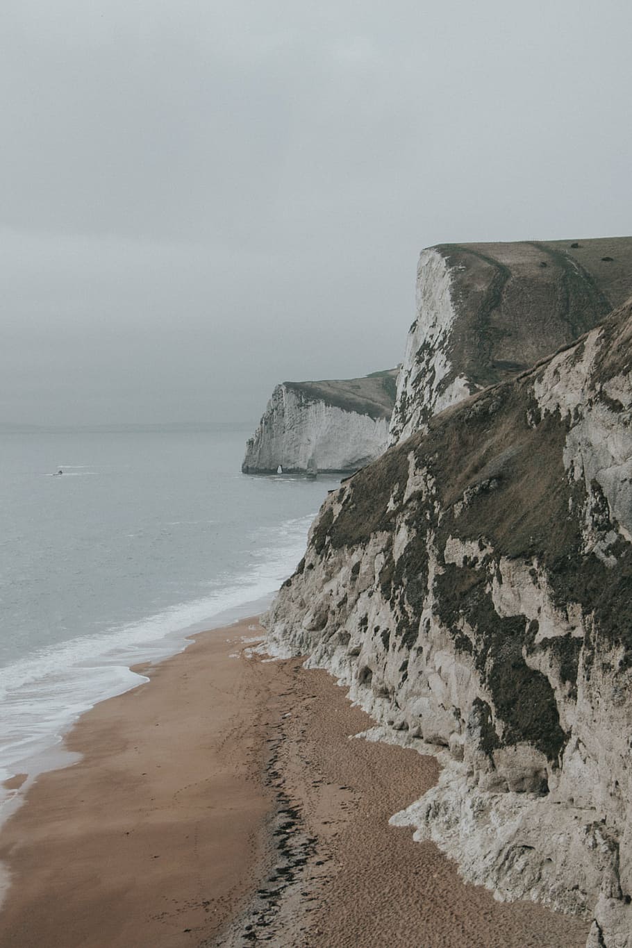 white, cliffs, dover, cloudy, sky, nature, landscape, mountain, water, ocean