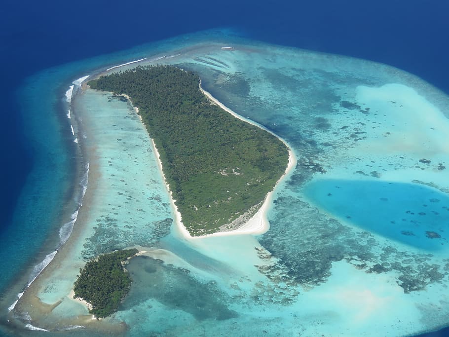 aerial, view, island, Maldives, Indian Ocean, Summer, kuredu, holiday, beach, sun