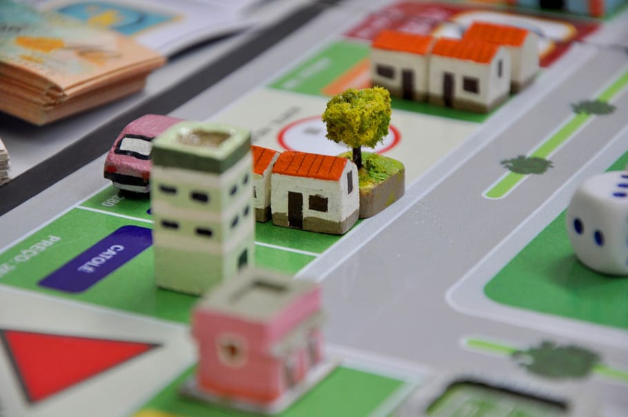 bank real estate custom, monopoly custon game, monopoly custon, toy, creativity, selective focus, multi colored, indoors, representation, art and craft