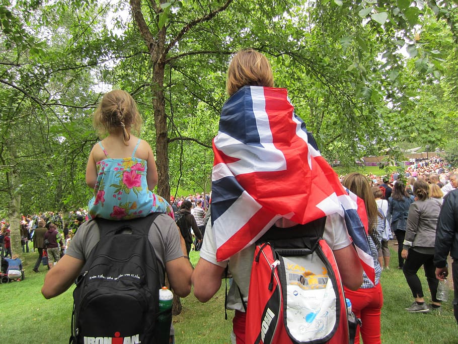 Family, Hyde Park, London, Flag, Fans, hyde park, london, party, people, child, children only