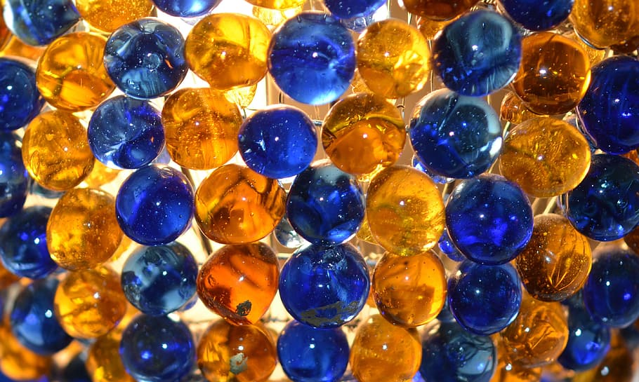 blue, glass, marbles, kids, games, play round, colorful, circle, collection, yellow
