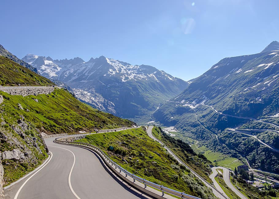 way, switzerland, mountains, snow, alpine, mountain, travel, road, highway, the height of the