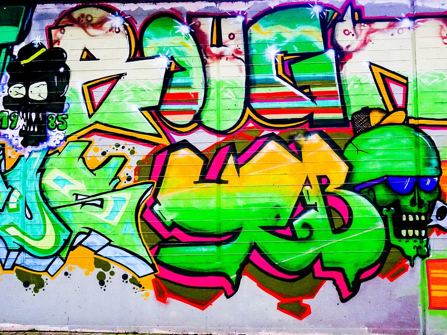Graffiti Letters Font Text Skull And Crossbones Sunglasses Decoration Painted Wall Art Pxfuel