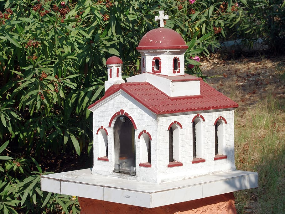 greece, letters box, model, reduced, basilica, miniature, mail, plant, day, nature