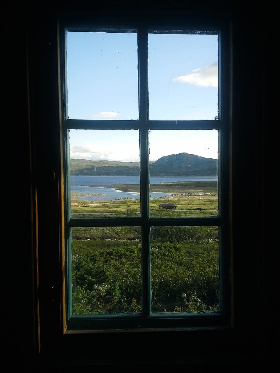 Window, Views, Mountain, summer, indoors, glass - material, sky, looking through window, transparent, nature