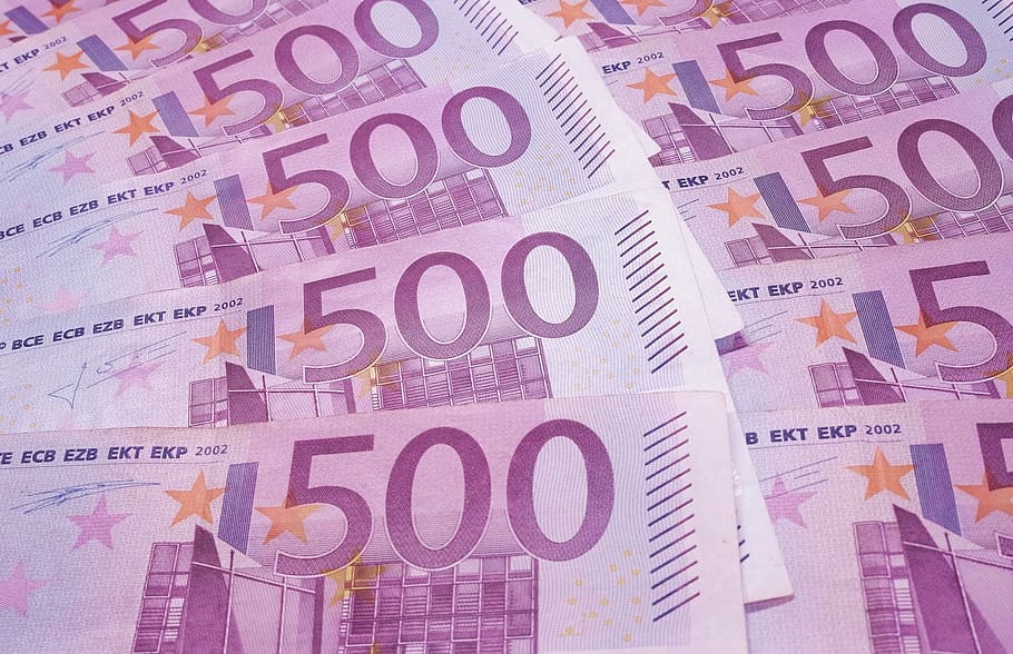 500 notas, dinheiro, euros, 500, finanças, papel, notas, moeda, troca, banco