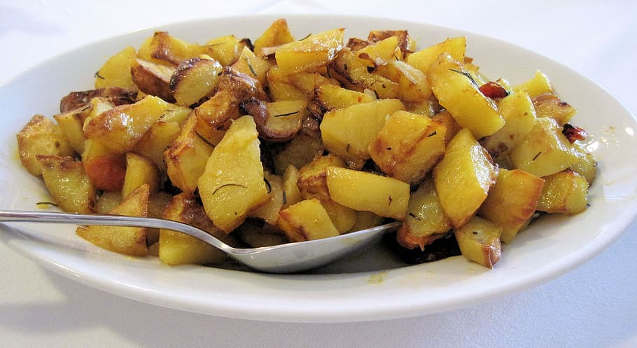 Potatoes, Rosemary, Italian, herbed, baked, vegetable, cuisine, food, plate, food and drink