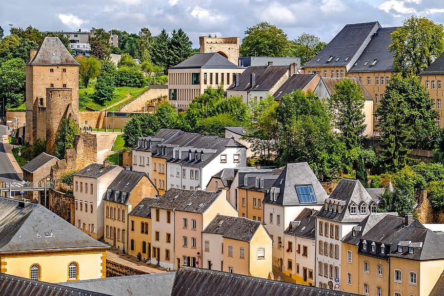 marrón, casas, durante el día, luxemburgo, ciudad, paisaje, paisaje urbano, panorama, histórico, europa