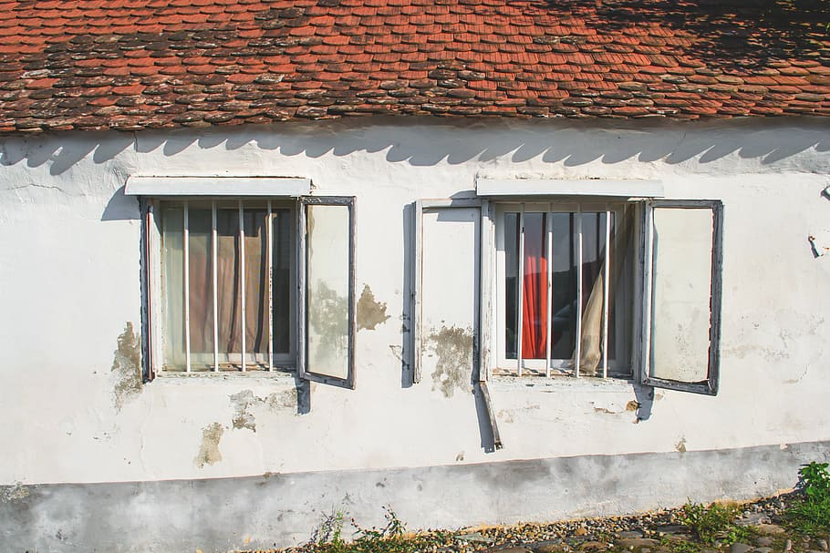 abierto, blanco, panel de ventana, ventana, marco, casa, hogar, residencial, cabaña, exterior