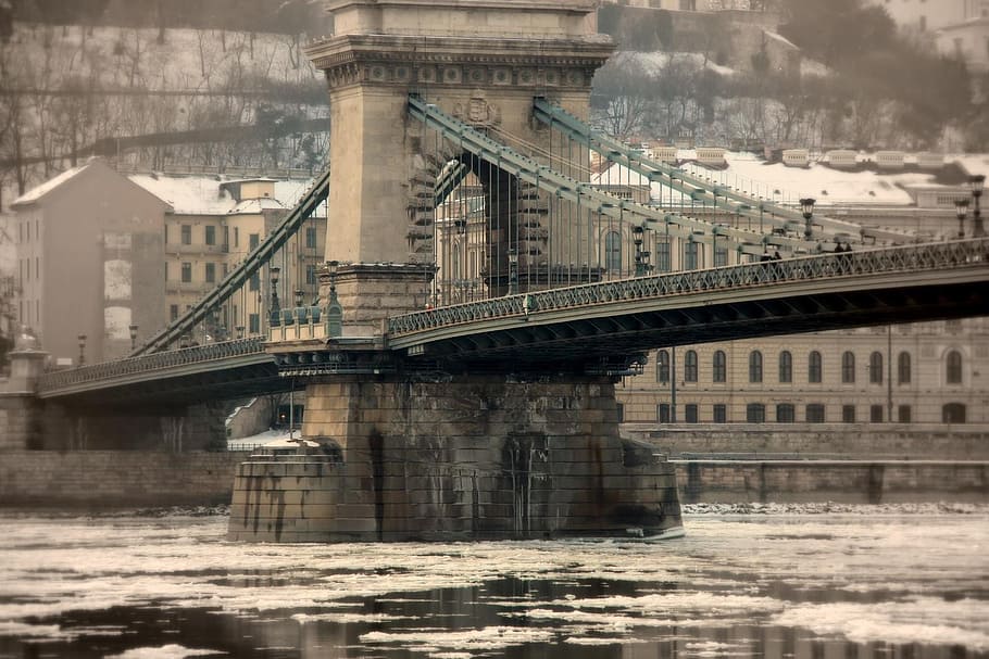 ブダペスト, 鎖橋, ハンガリー, 橋-人工構造, 接続, 輸送, 建築, 川, 構築された構造, 橋