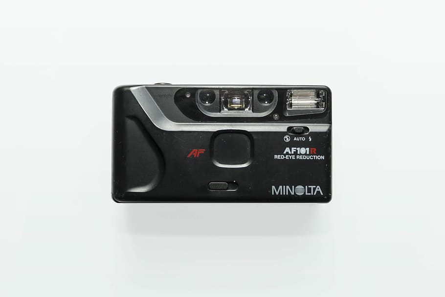 Film Camera, Flash, camera, film, shutter speed, minolta, viewfinder, rangefinder 35mm, music, black color