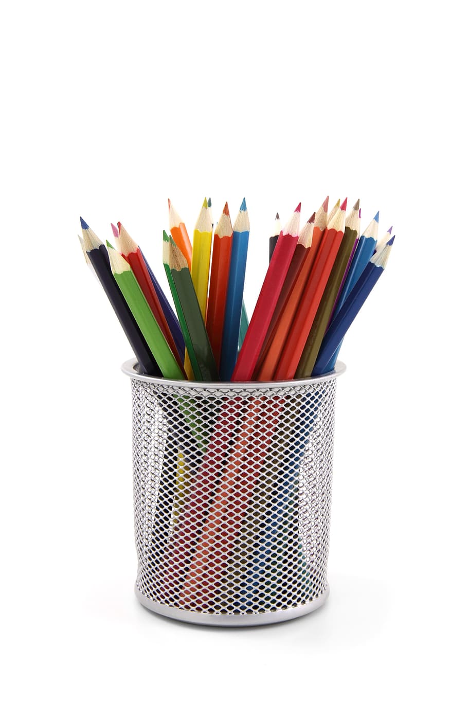 assorted, coloring pencils, gray, pencil holder, color pencils, white, mesh, container, artistic, bright