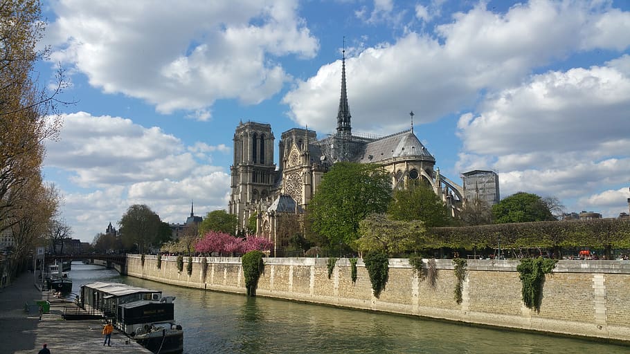 paris, seine, church, notre dame, bridge, city, historian, river, tourism, water