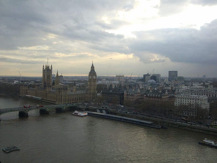 aerial, photography, westminster palace, water, London, Skyline, Big Ben, westminster, houses of parliament, parliament