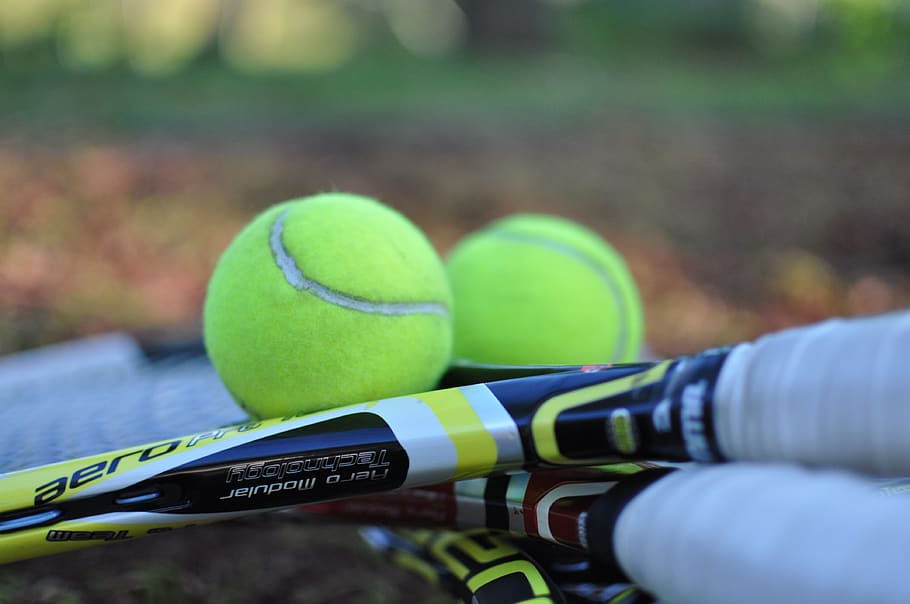 tennis, racquet, sports, balls, equipment, sport, tennis ball, ball, one person, human body part