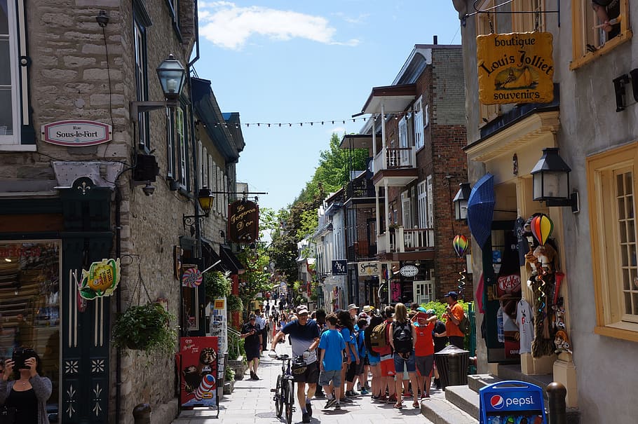 Kota Quebec, Kanada, Pasar, musim panas, eksterior bangunan, arsitektur, jalan, struktur bangunan, di luar ruangan, kota