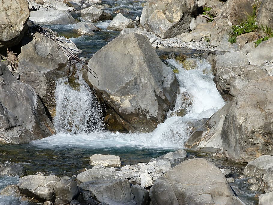 river, water, nature, water courses, fall, current, the ecrins national park, hautes alpes, france, rocks