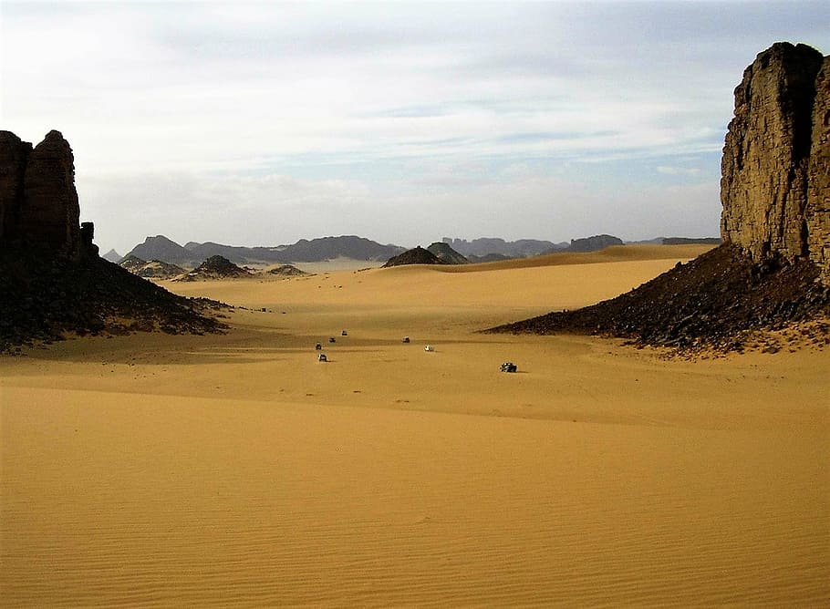 algeria, desert, sahara, sand, autos, wide, sky, scenics - nature, beauty in nature, environment