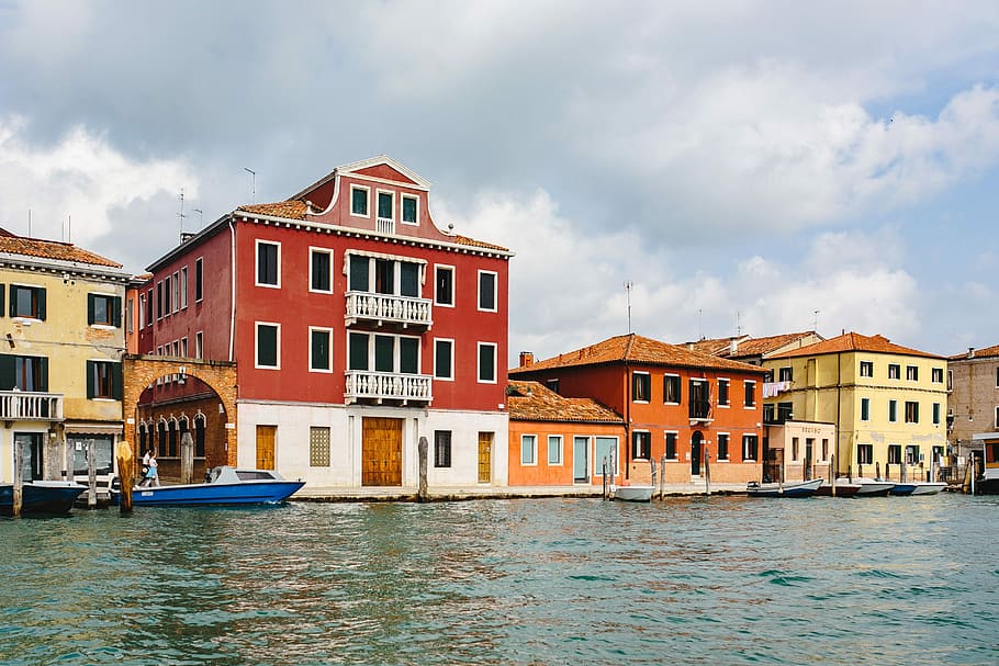 美しい, カラフルな, ムラノ島, ムラーノ, 島, イタリア, 水, 休暇, 建築, 建物