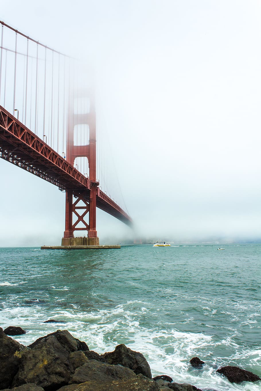 Golden Gate, Ponte, Vermelho, Água, Nevoeiro, água, San Francisco, mar, dourado Gate Bridge, Califórnia