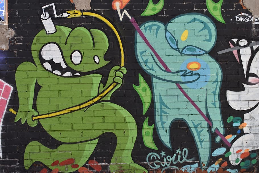 Street Art, Art, Graffiti, Wall, graffiti, artist, close-up, riot, outdoors, day, people