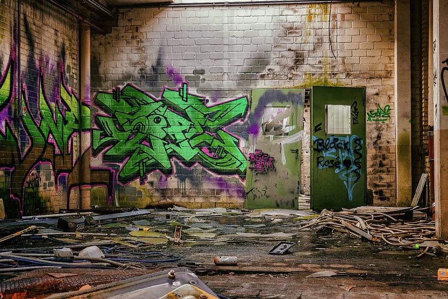 beige, concrete, wall, graffiti artwork, lost places, space, hall, graffiti, atmosphere, past
