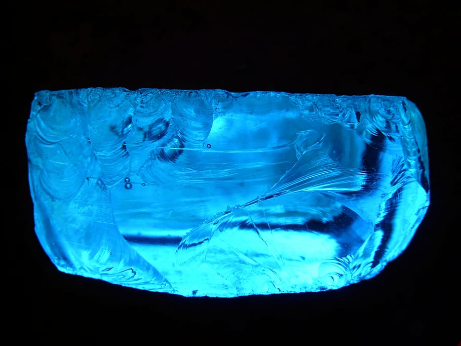Visão, gelo, pedra, vidro, colorida, jóia, cor, azul, frio, azulado