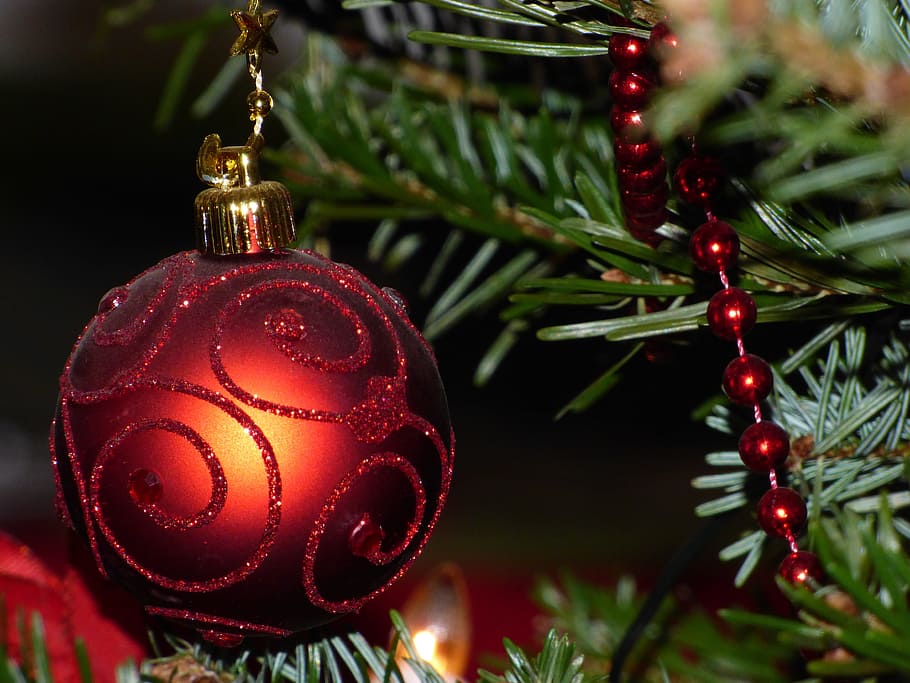 クリスマスの飾り, クリスマスの安物の宝石, クリスマス, weihnachtsbaumschmuck, 装飾, クリスマスの時期, 木の装飾, 赤, ボール, モミ