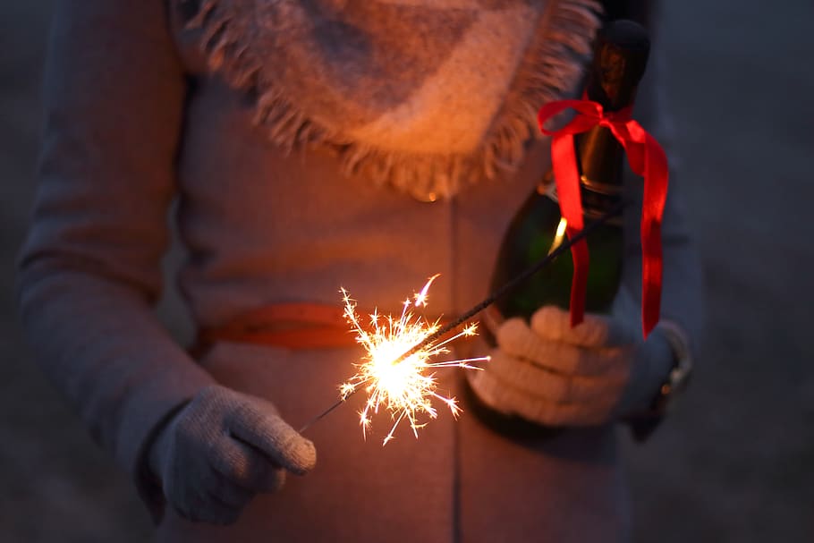 fireworks, holiday, celebration, christmas, dark, night, lights, fire, spark, people