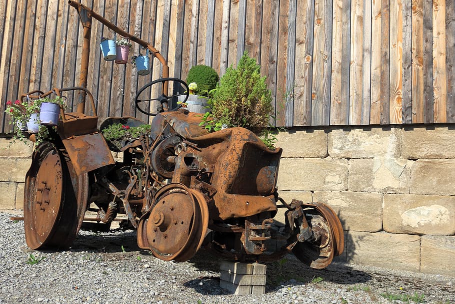 tractor, scrap, rust, agriculture, old, vehicle, working machine, tractors, wreck, commercial vehicle