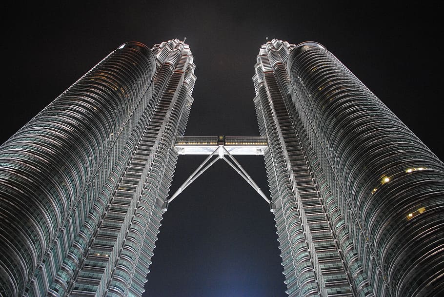 ペトロナスタワー, 夜, 旅行, マレーシア, ペトロナス, 建築, アジア, クアラルンプール, 超高層ビル, 有名なタワー