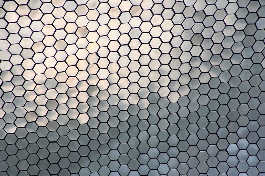gray honeycomb, Hexagon, Texture, Metal, Mexico, Grating, metal sheet, veneer, backgrounds, pattern