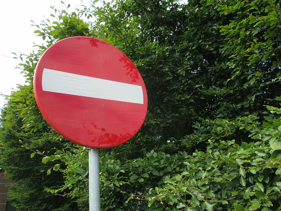 sinal de trânsito, nenhuma entrada, não entre, vermelho, sinal, proibido, sinal de estrada, sinal de aviso, símbolo, tráfego