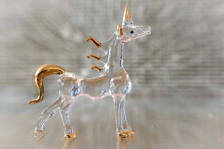 clear, figurine unicorn table deccor, figurine, unicorn, table, mythical creatures, mystical, horse, fantasy, fairy tales