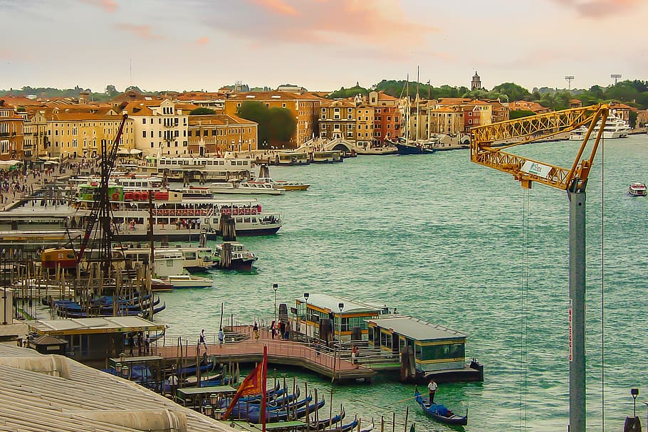 venice, lagoon, canal, grand, construction, boats, tourism, transportation, italy, venezia
