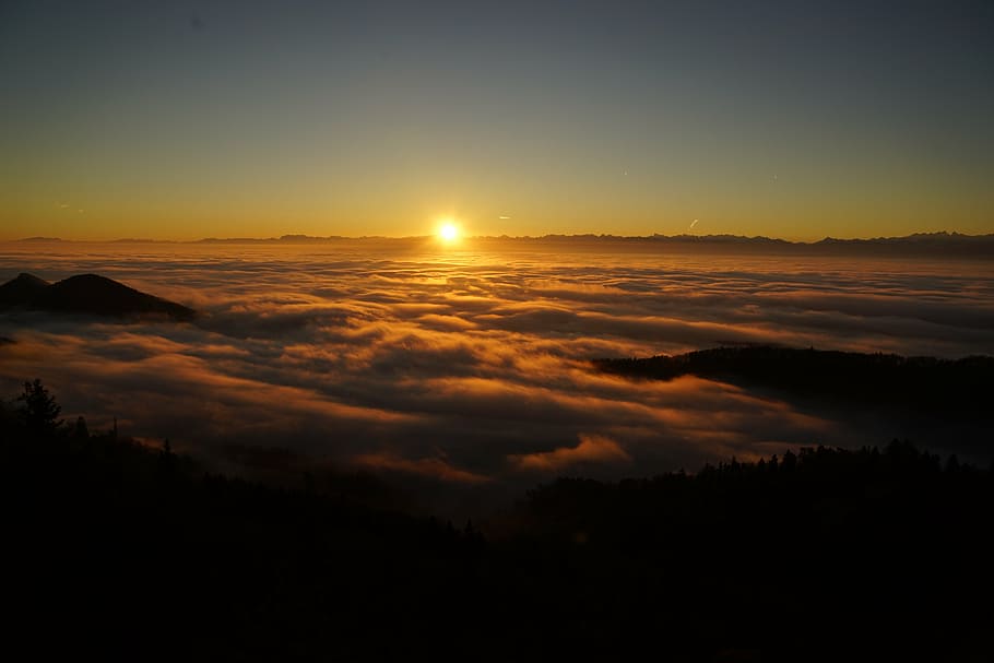 areal photography, clouds, golden, hour, tödi, sunrise, alpine, mountains, alps, mountain range