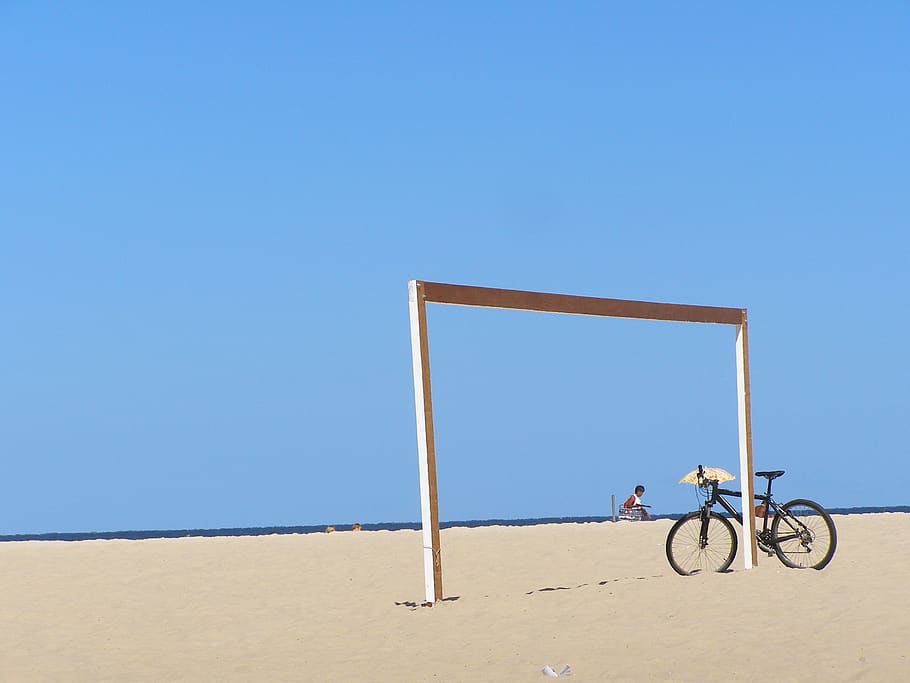 bike, beach, sand, summer, holidays, beira mar, rio de janeiro, copacabana, blue, sky
