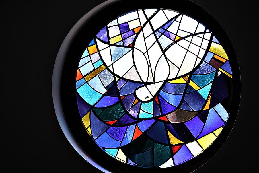 janela da igreja, pomba da paz, oração, santo, batizado, igreja, fé, forma geométrica, forma, círculo
