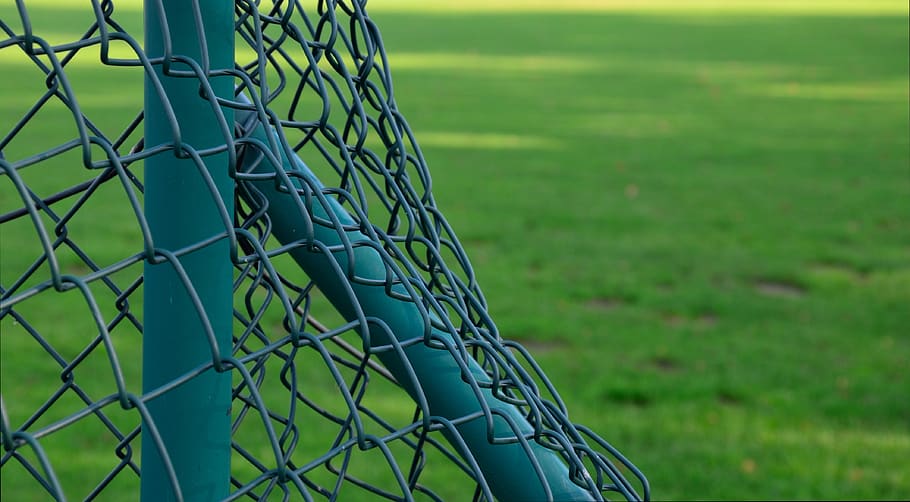 fence, limit, wire mesh fence, metal, green, grass, net - sports equipment, sport, green color, day