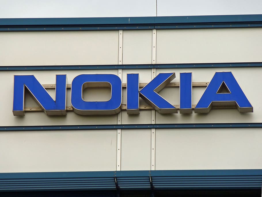 turned-off nokia, led, signage, logo, nokia, company, lettering, font, letters, workplace