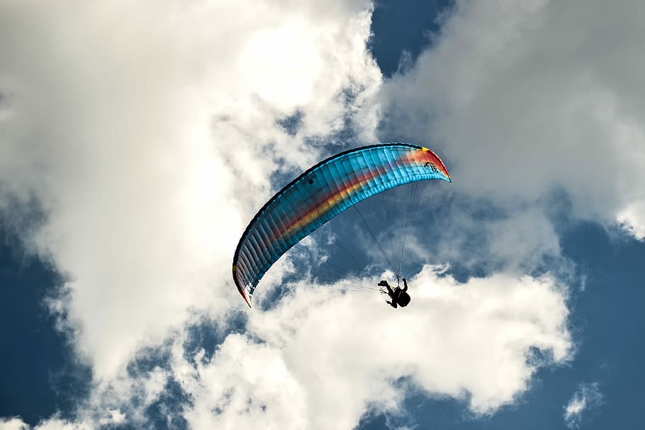 Parachute, Skydiving, Cloud, sky, parachutist, blue, extreme, dom, parachuting, high